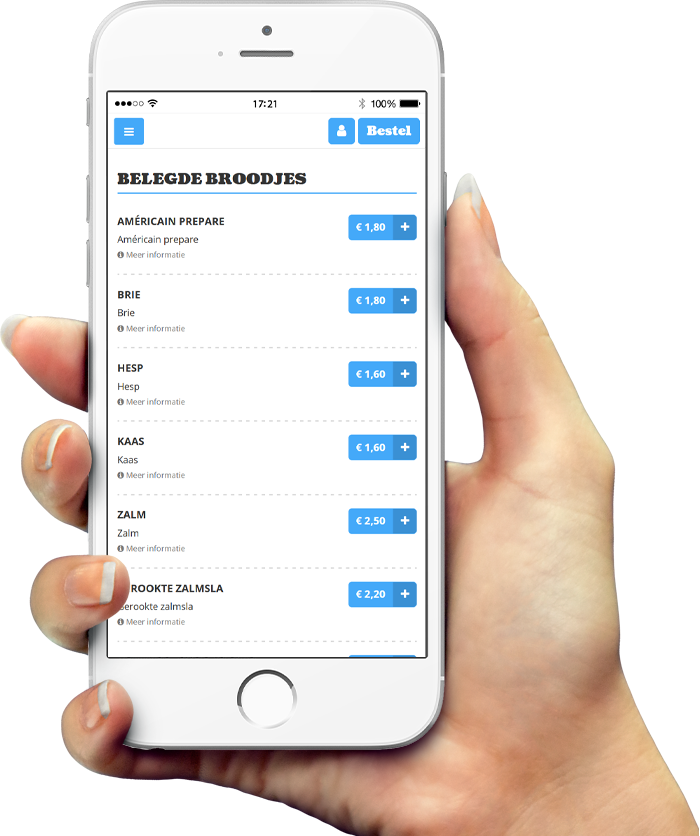 Voorbeeld van onze app op smartphone